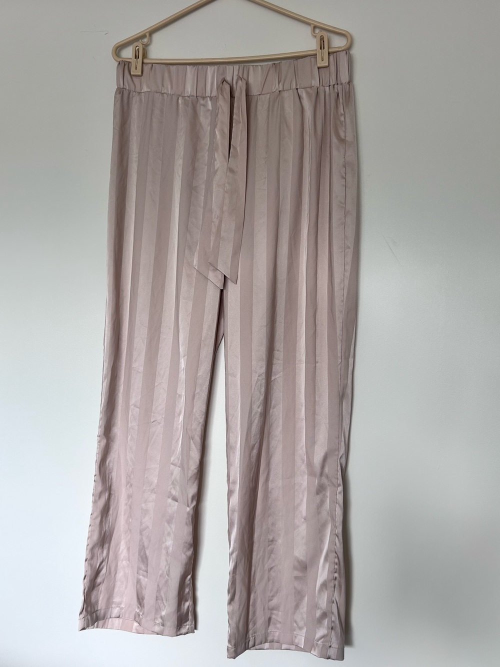 Satin pink stripe sleep pants sz L - Picture 3 of 8